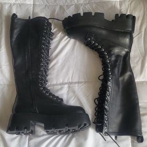 Steve Madden Hariet Knee High Combat Platform Boots.